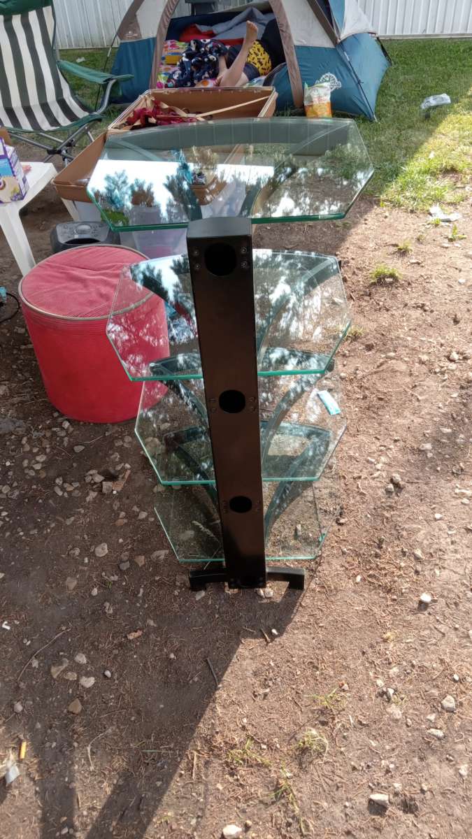 4 Floating Glass Shelves TV Console