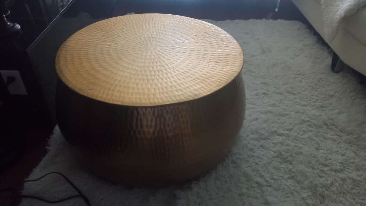 Calluna Round Coffee Table or Ottoman Gold