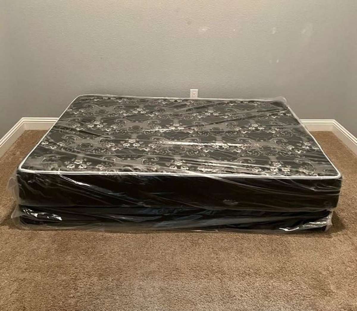 Mattress with box spring and bed frame