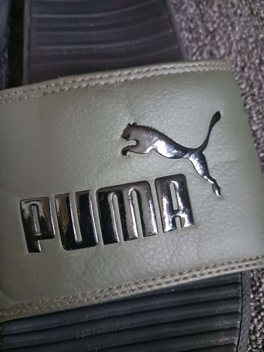 Forest Green and Black Puma Slides