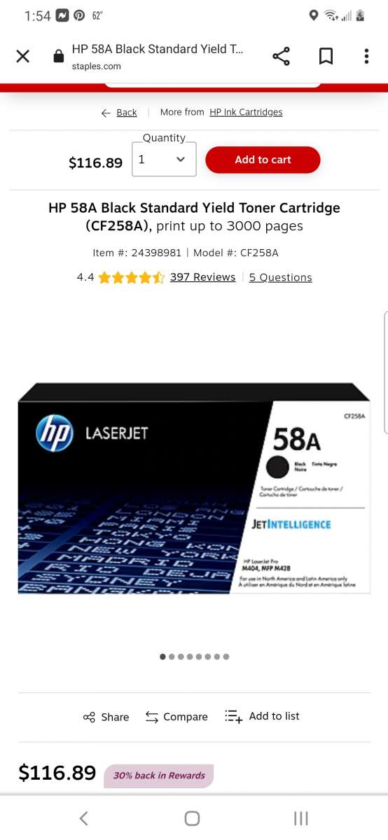 hp laser jet black toner cartridge