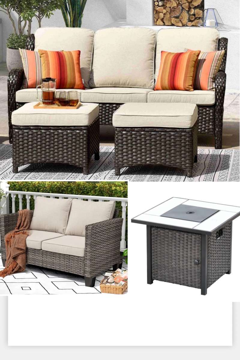 5piece Patio Furniture Patio sofa set outdoor couch with 2 o