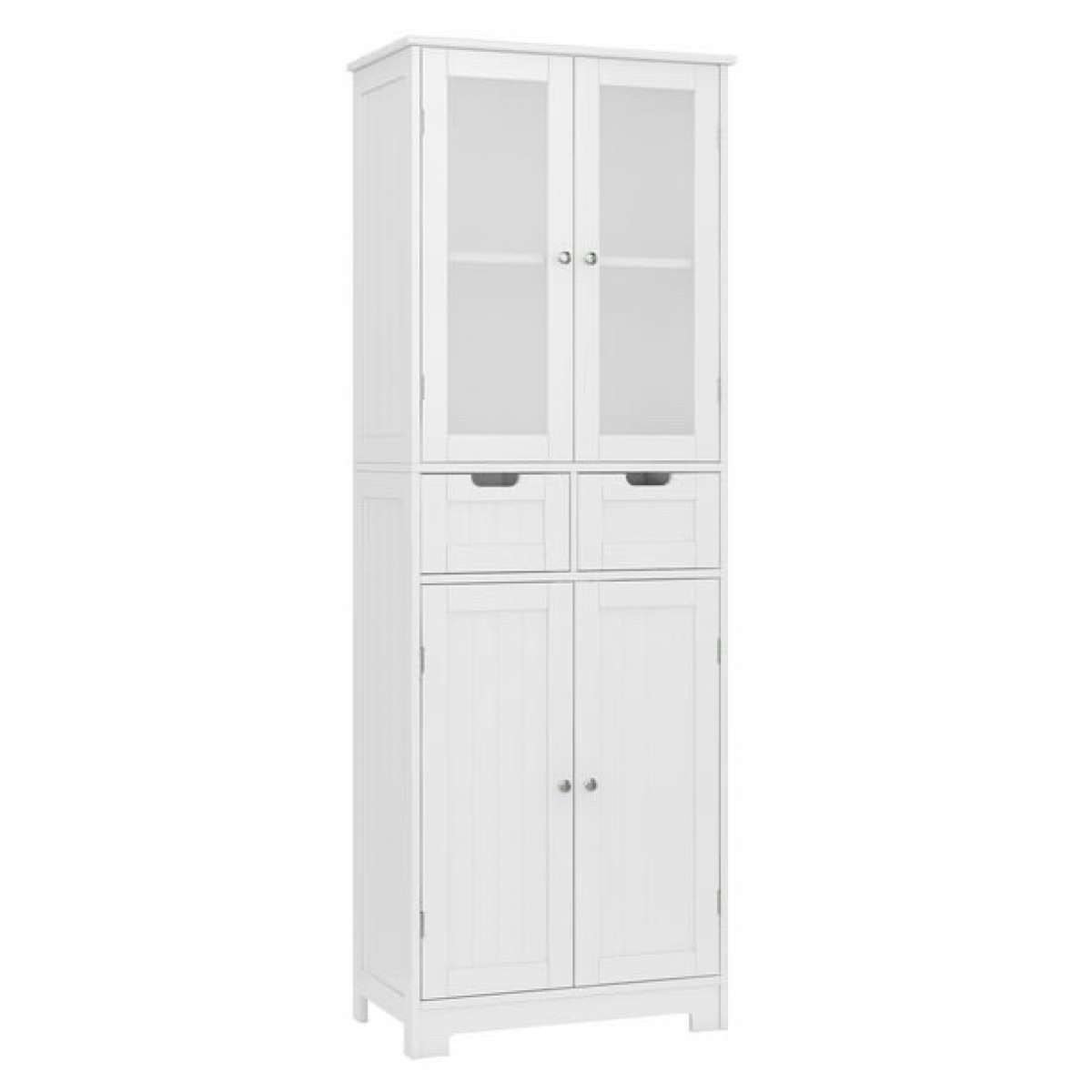 4 Doors Linen Storage Cabinet 3Tier Wood Tall Cabinet Cupboa