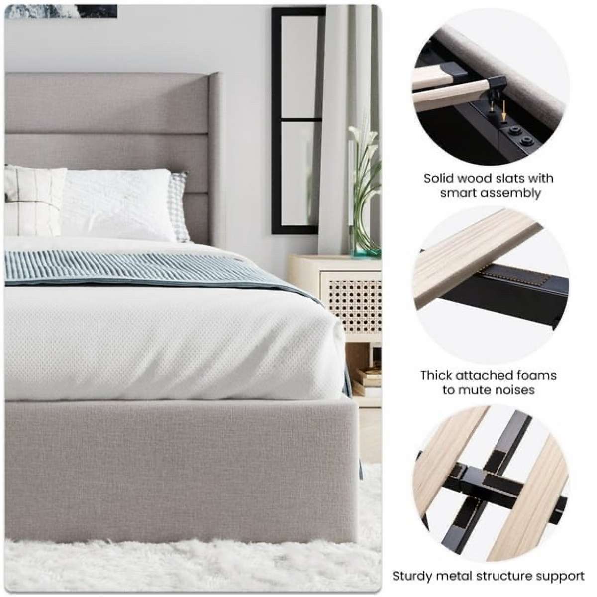 full Size120Full Size Lift Up Platform Bed Frame with Uphols