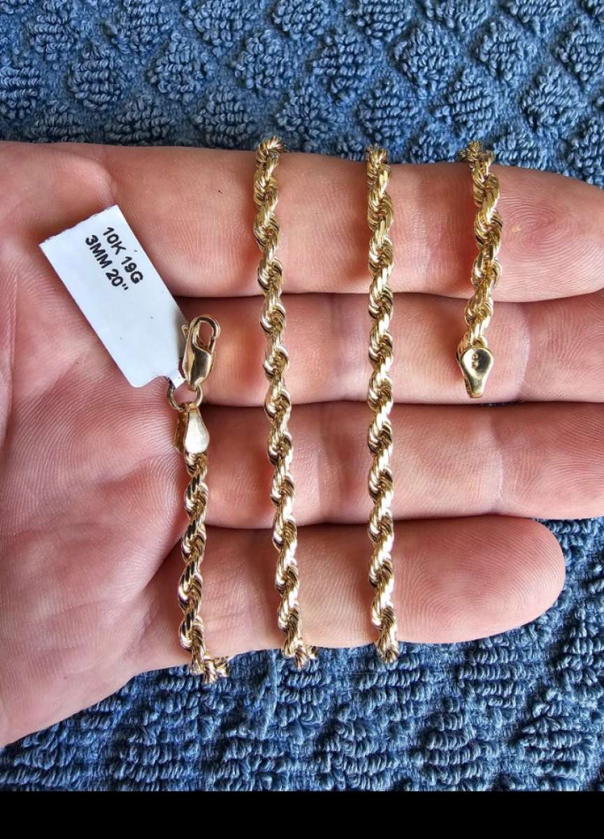 10kt Real Gold Rope Chain Necklace