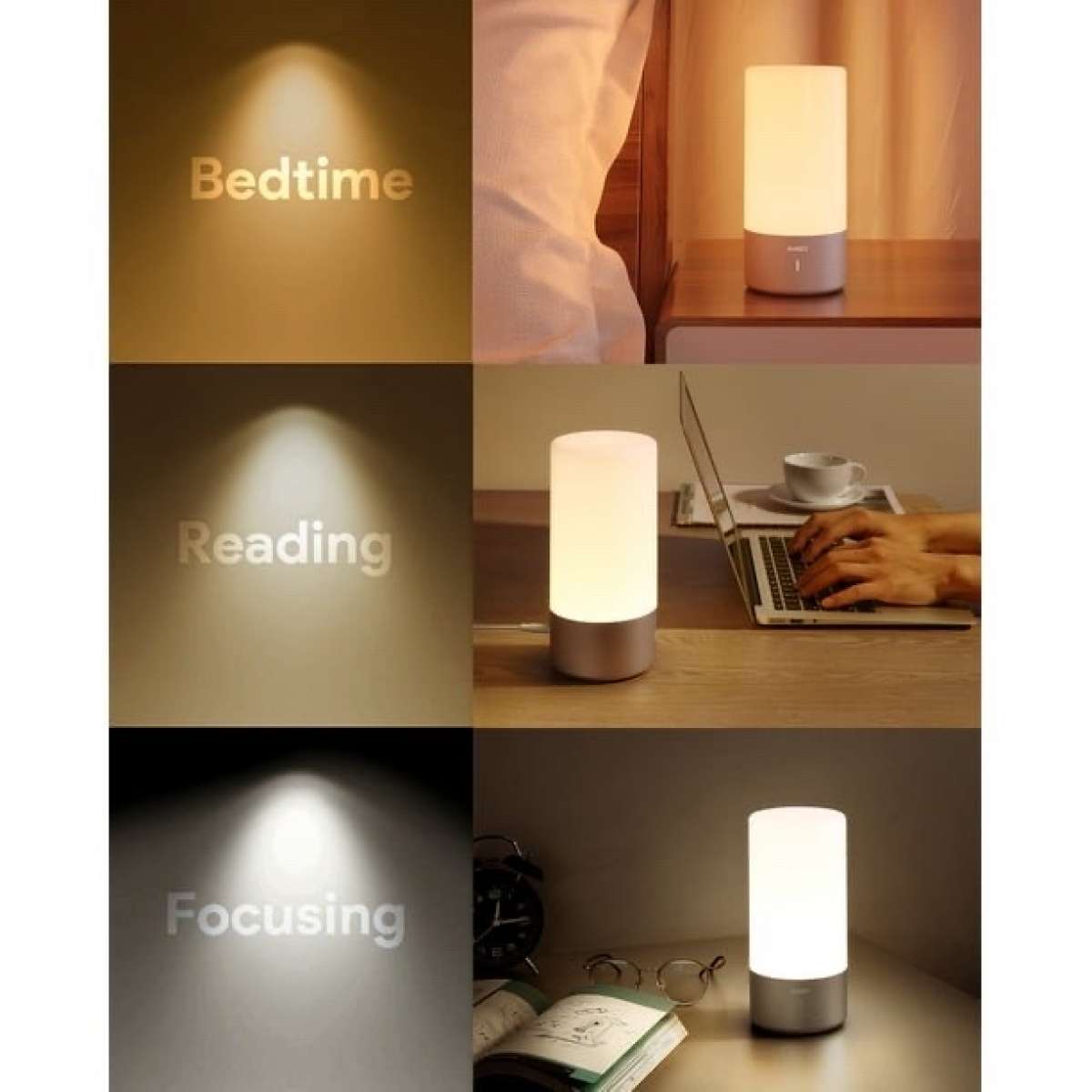 Table Lamp Touch Sensor Bedside Lamp with Color Changing RGB