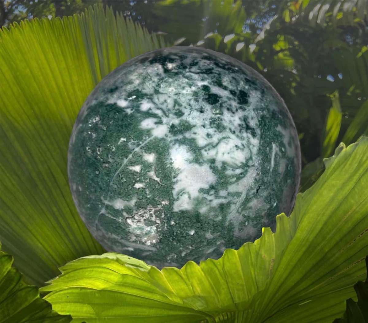 Moss Agate Crystal Sphere
