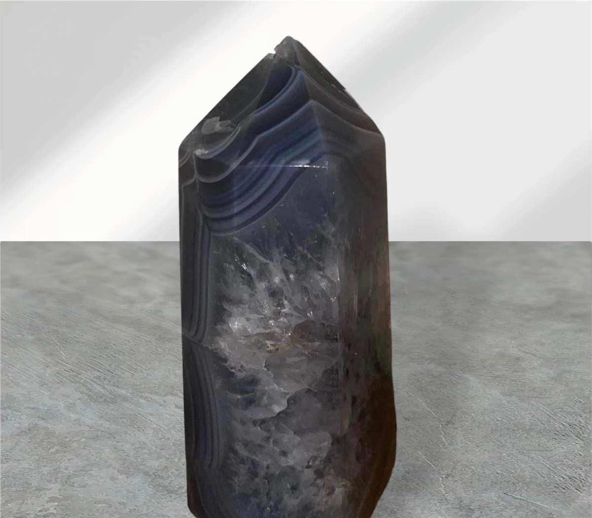 Blue Lace Banded Agate Crystal Tower