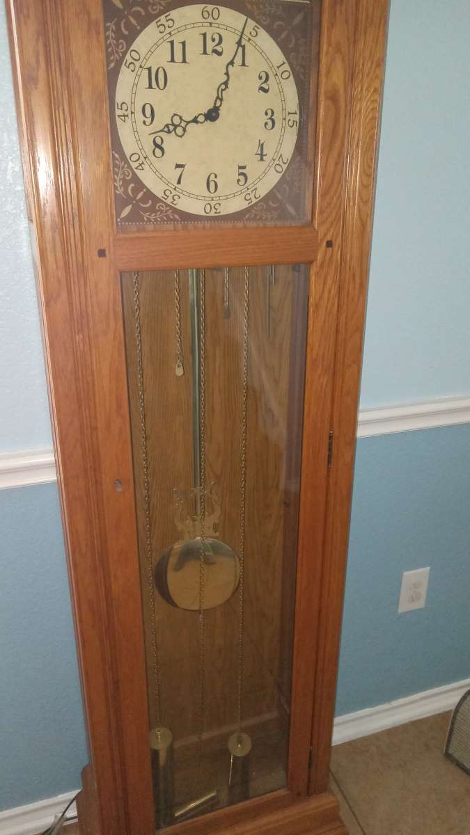 Ridgeway Grandfather Clock Oak Wood Furniture Collectible