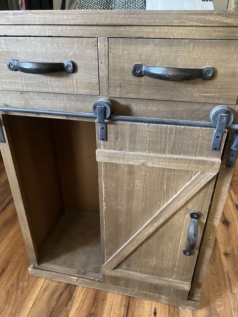 brown stand with barn doors