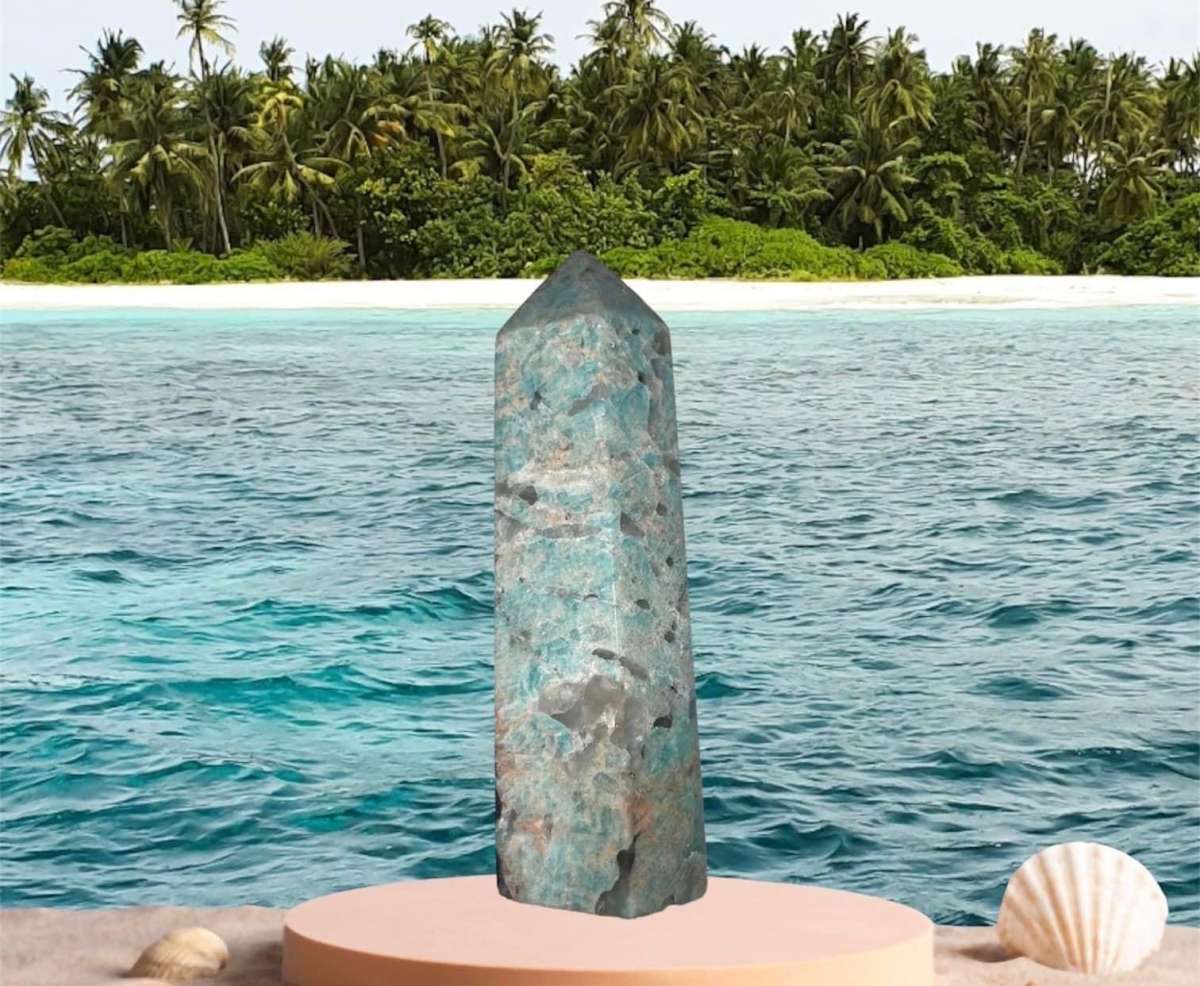 Amazonite With Smokey Quartz Crystal Tower