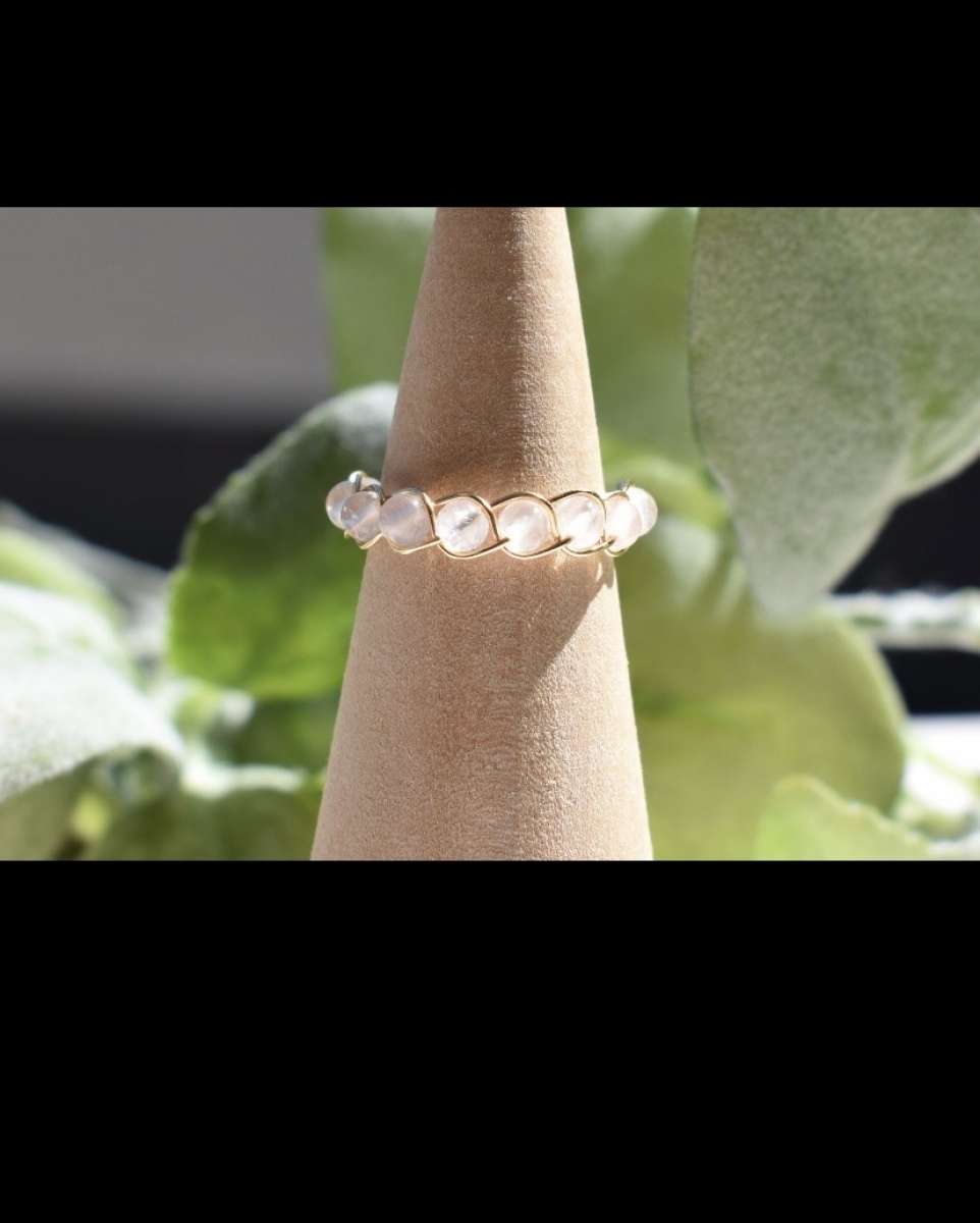 clear quarts ring with braided wire