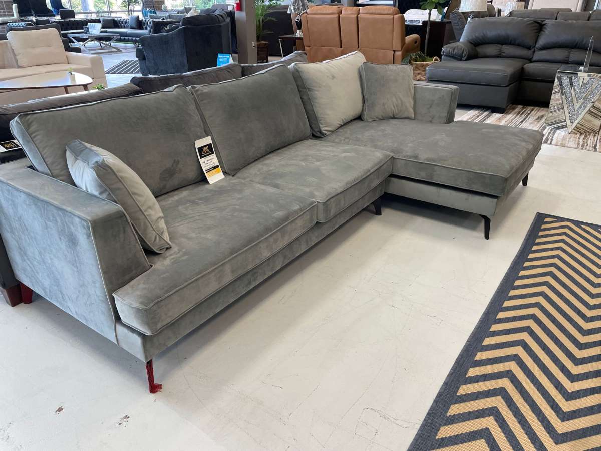SPECIAL PRICE ON THIS MONTHTIKA GRAY VELVET SECTIONAL BRAND