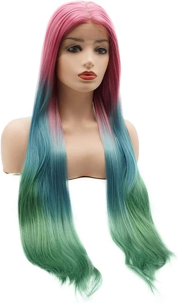Rainbow Straight Lace Front Wig
