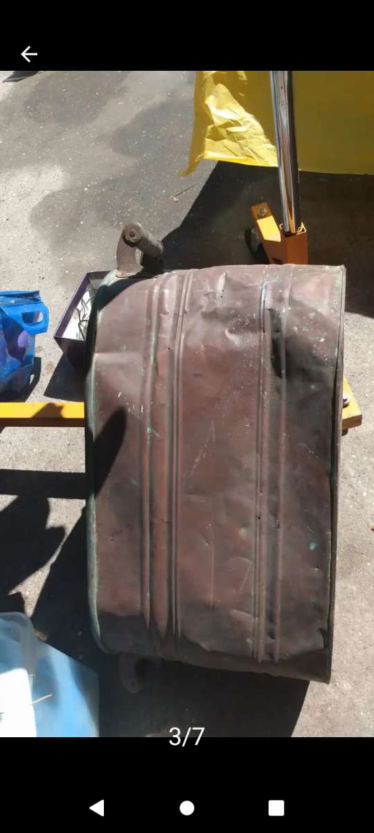 primitive antique copper boiler wash basin