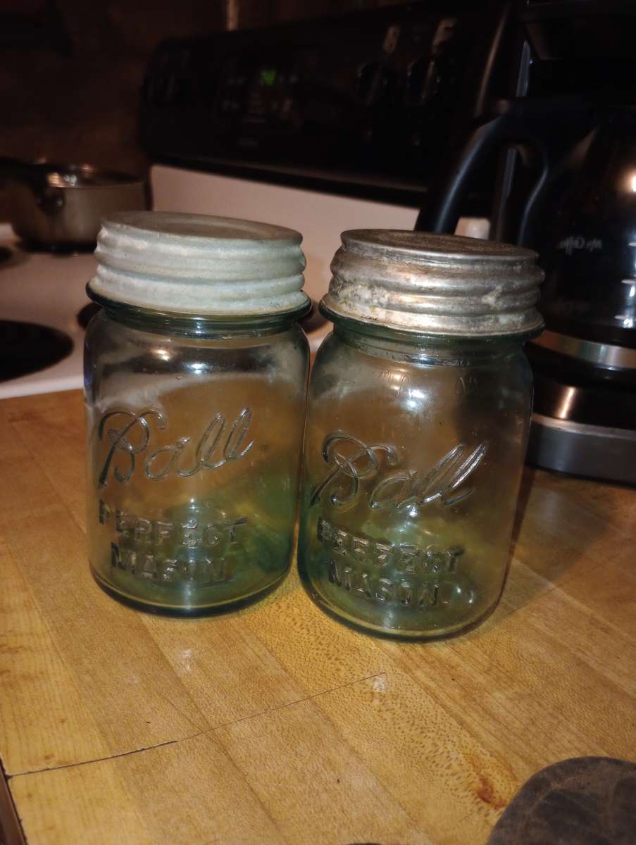 Set Of 3 Blue Mason Jars