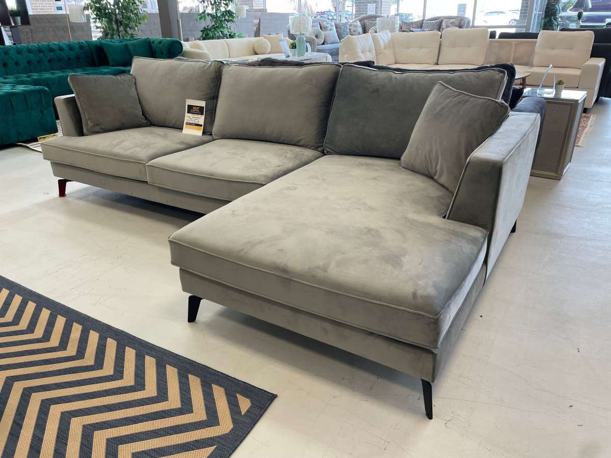 SPECIAL PRICE ON THIS MONTHTIKA GRAY VELVET SECTIONAL BRAND