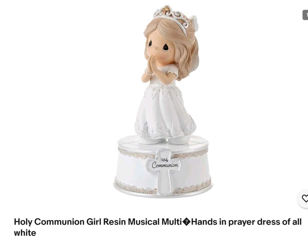 Holy Communion Girl Resin Musical MultiHands in prayer dress