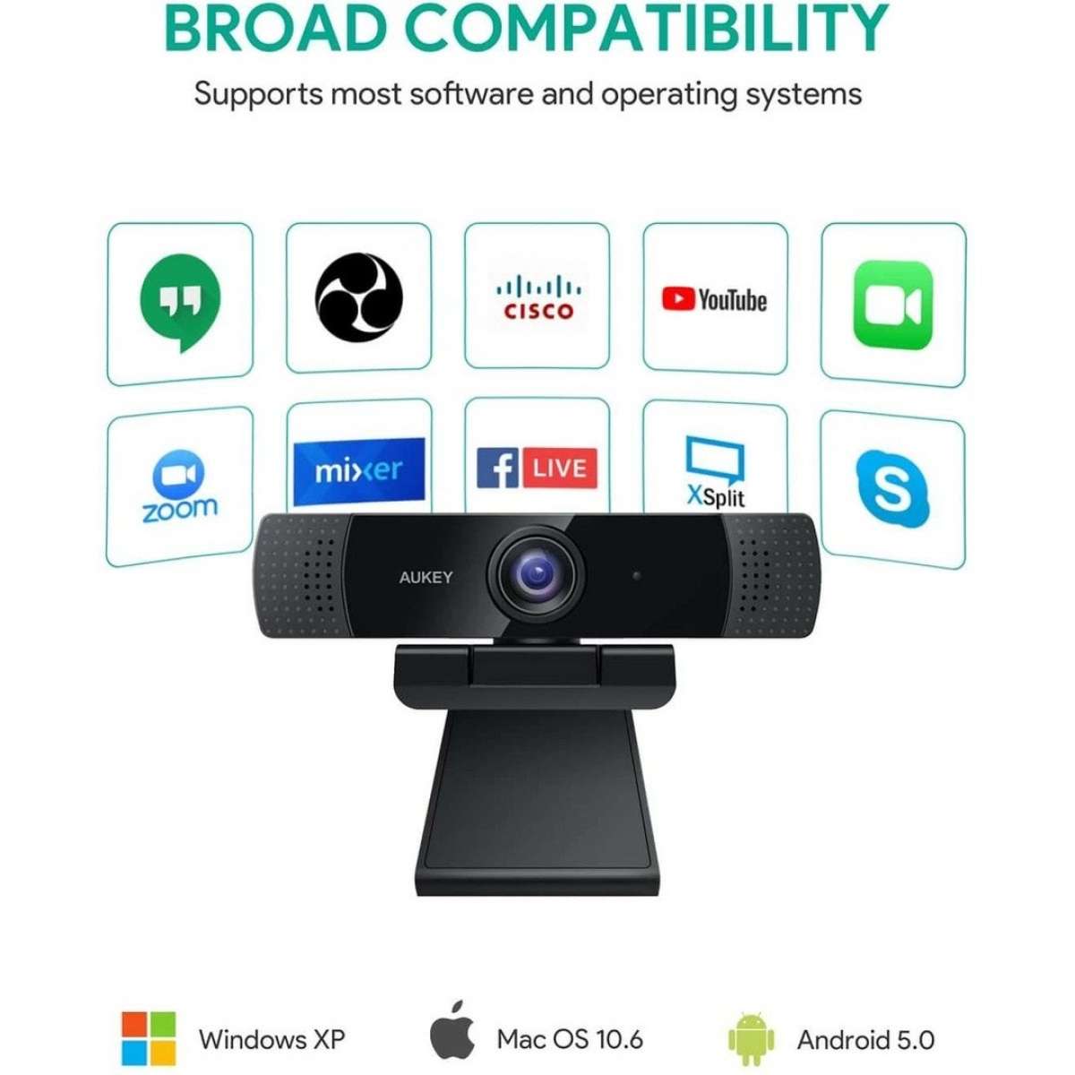 1080P Webcam w Dual Noise Reduction Stereo Microphones