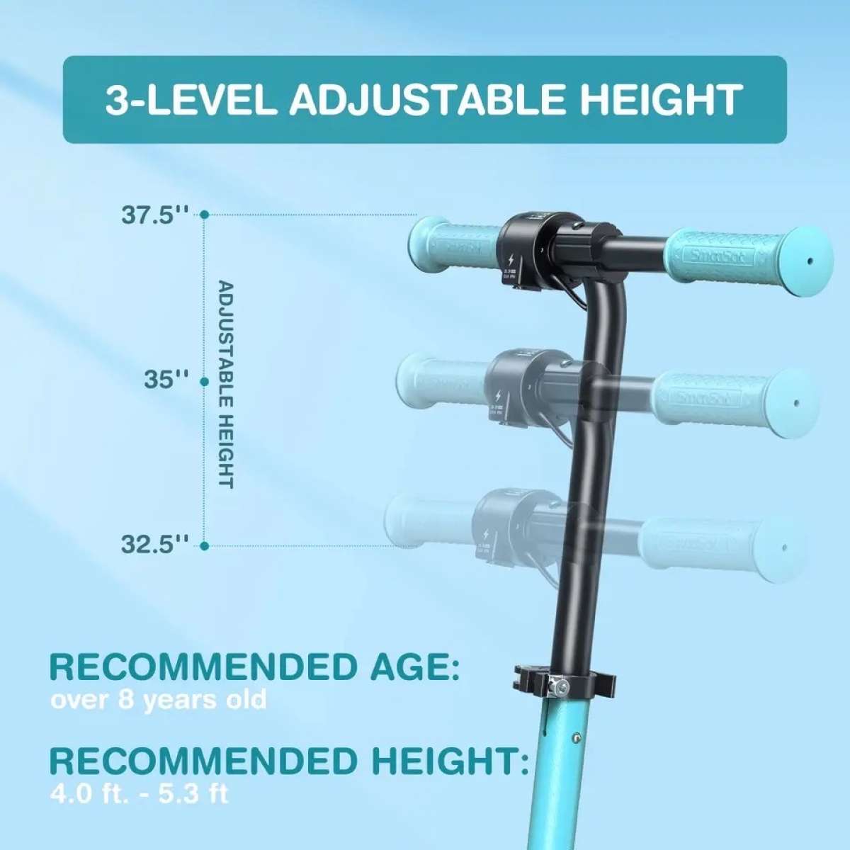 Foldable Electric Scooter for Kids 3 Speeds and Adjustable H