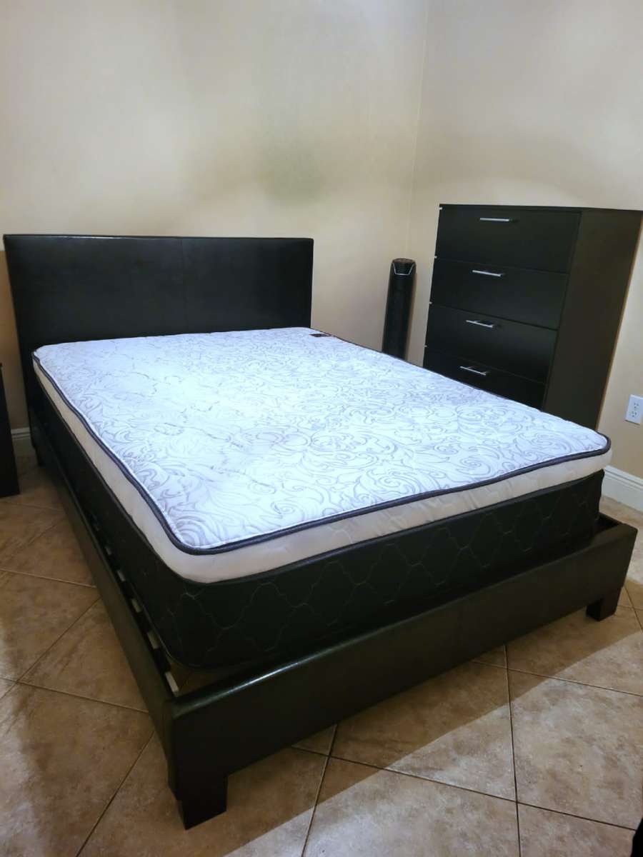 NEW IN BOX  QUEEN BED FRAME AND TALL CHEST