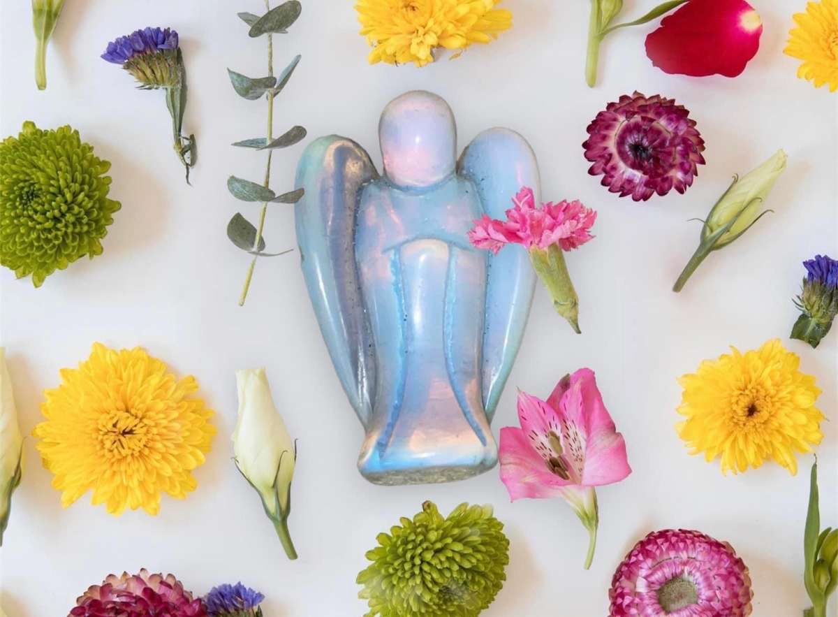 Small Opalite Angel Carving