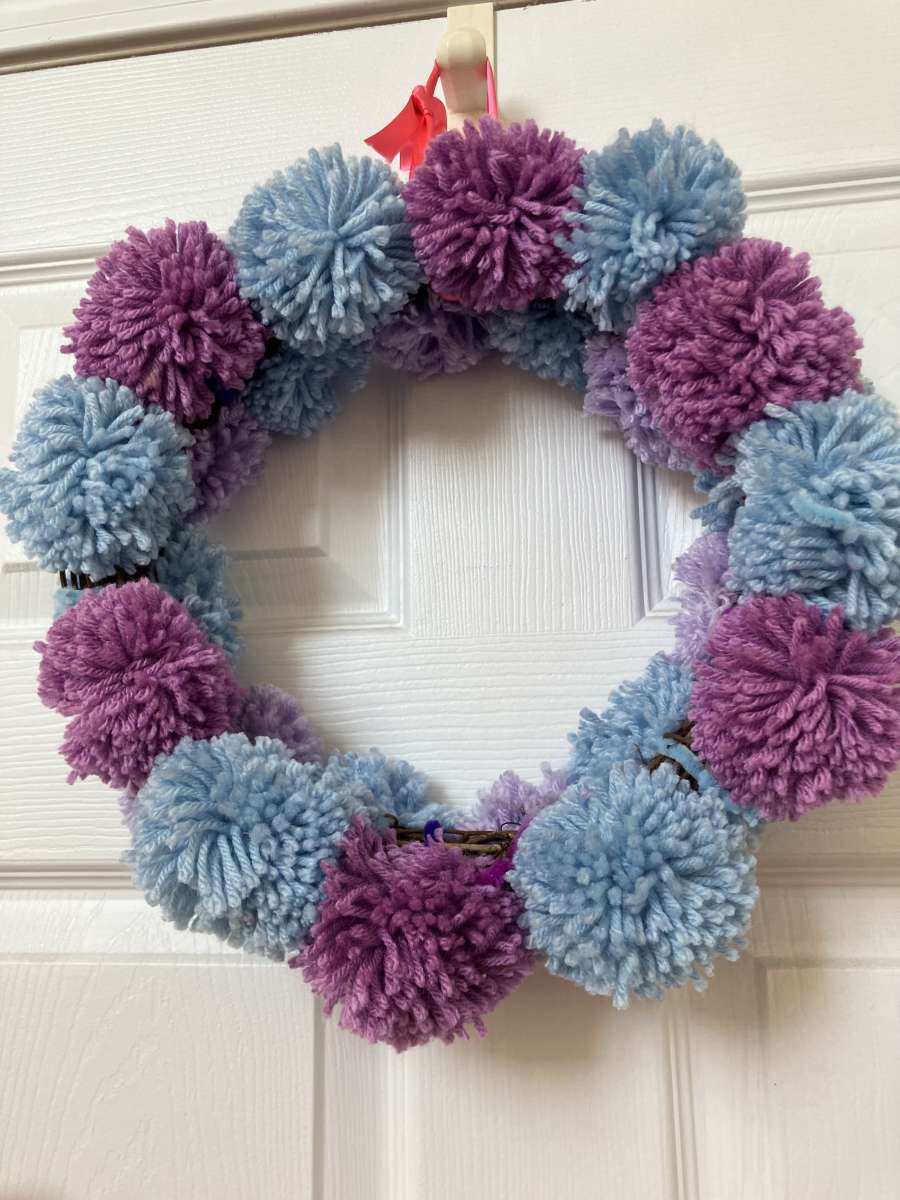 Homemade Pom Pom Wreath Cash Only Pick up in Lagrange