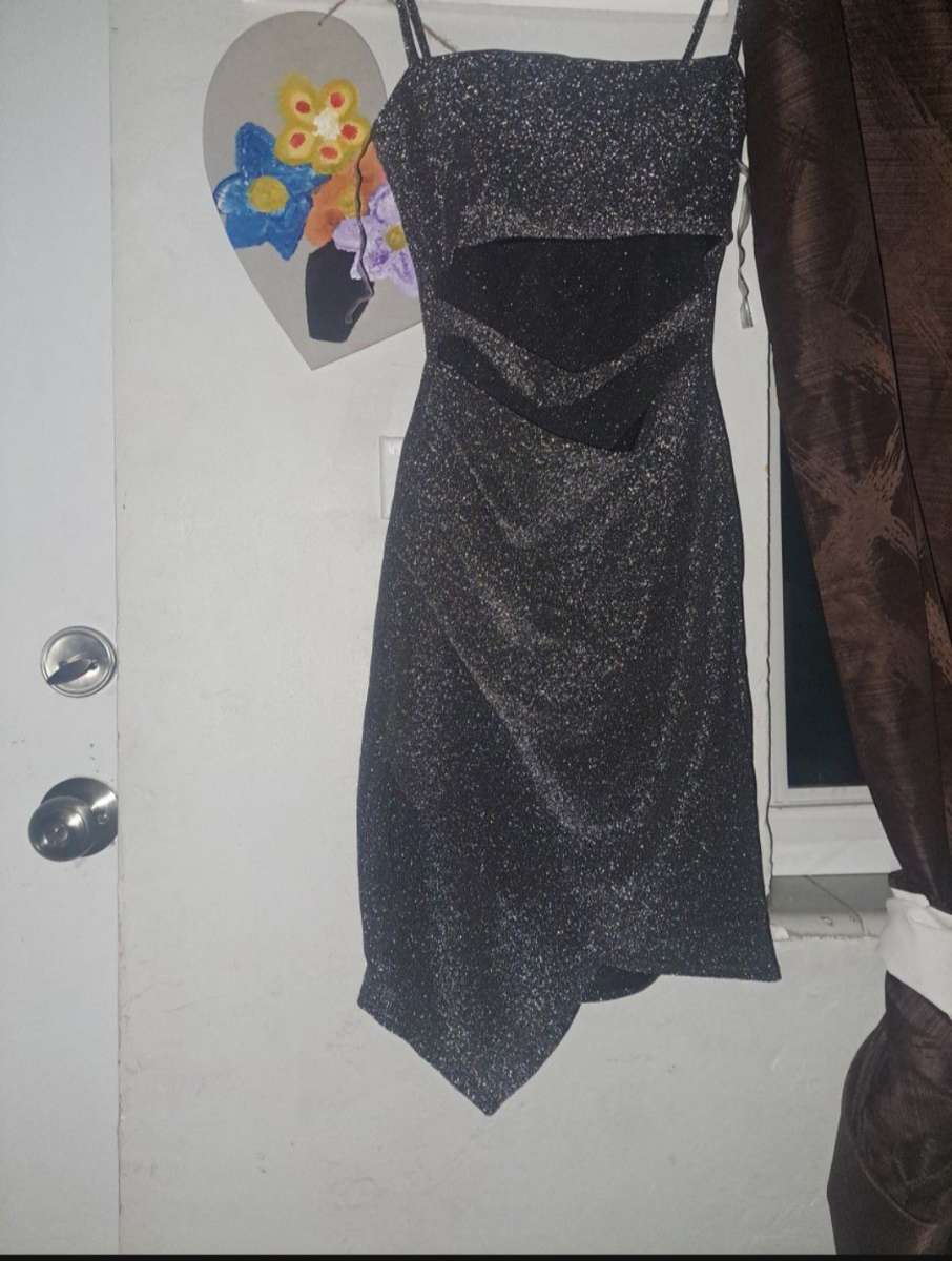 shiny black dress