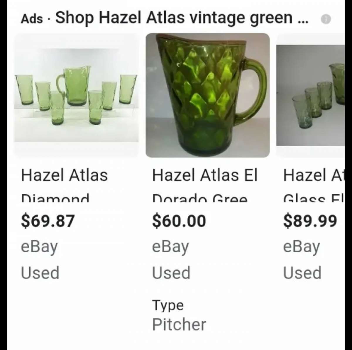 vintage hazel Atlas Green pitcher