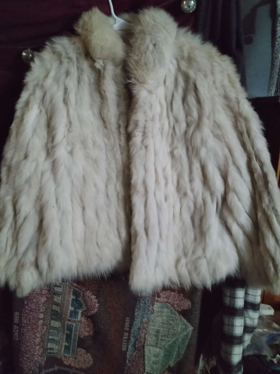 Blue fox fur coat