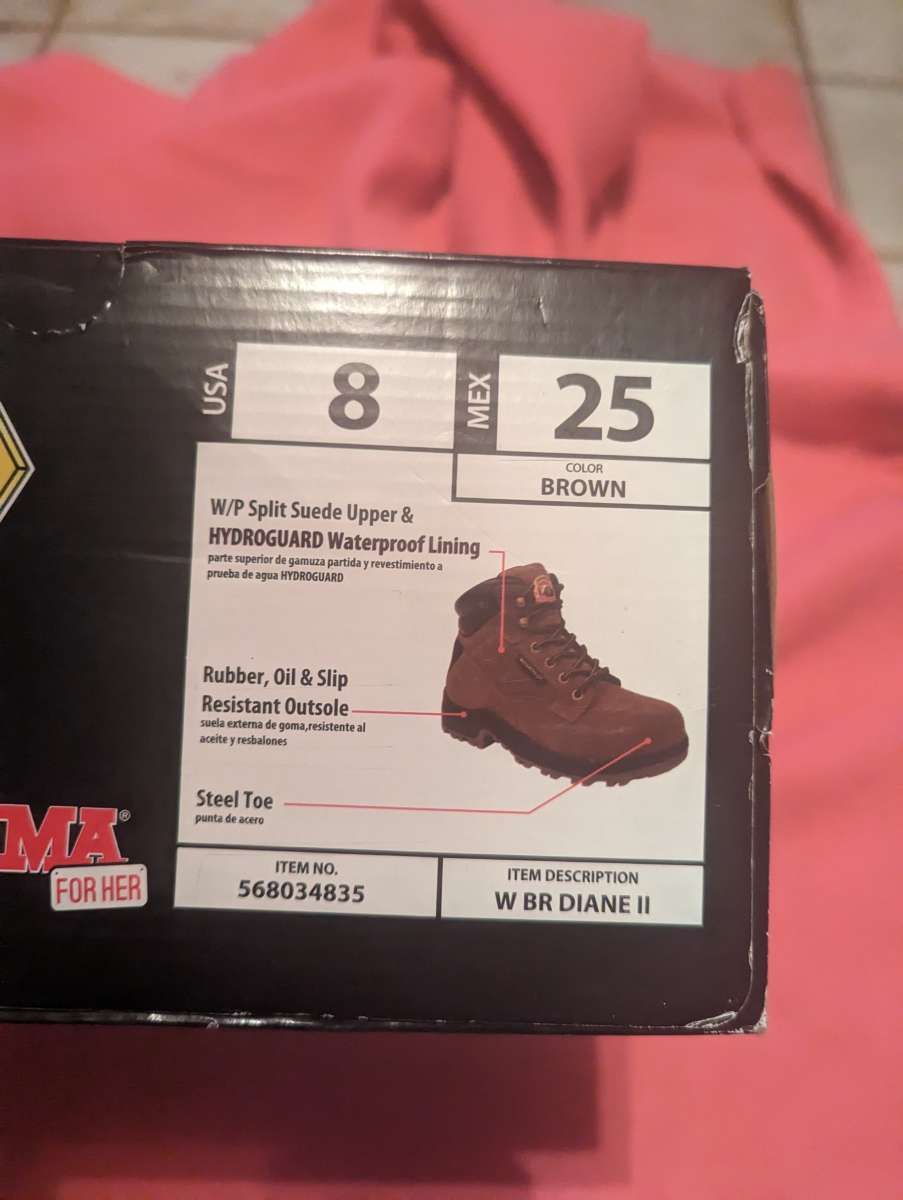 women work boots size 8 steel toe new in box 25