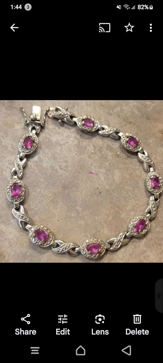 Sterling silver s925with pink ice stones bracelets