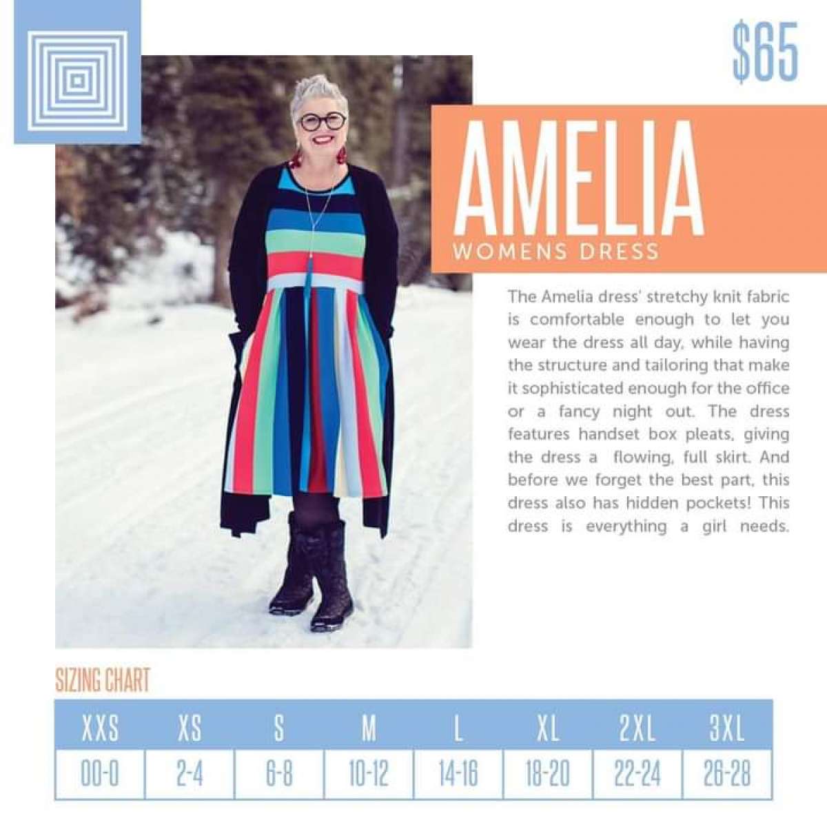 LuLaRoe Elegant XL Amelia 35     Retails for 86