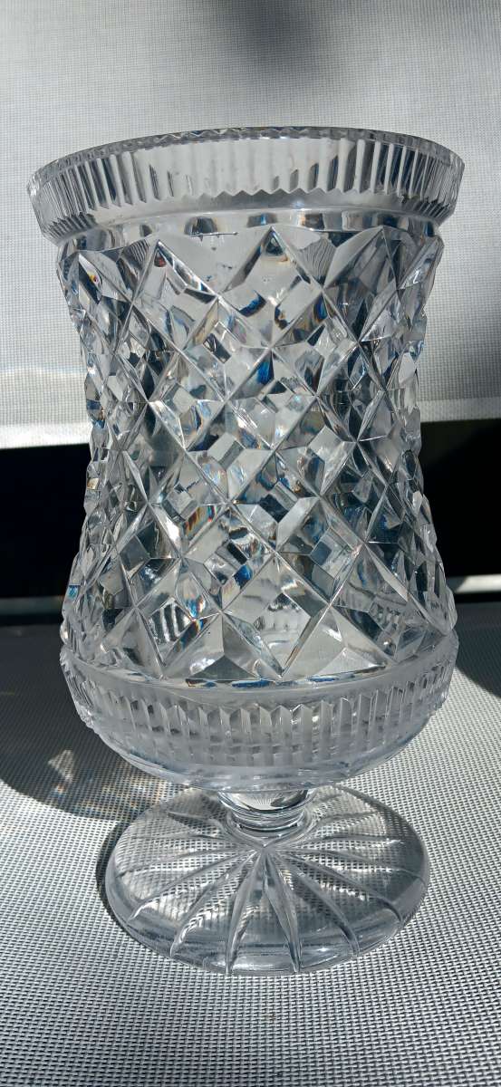 vintage thick crystal vase