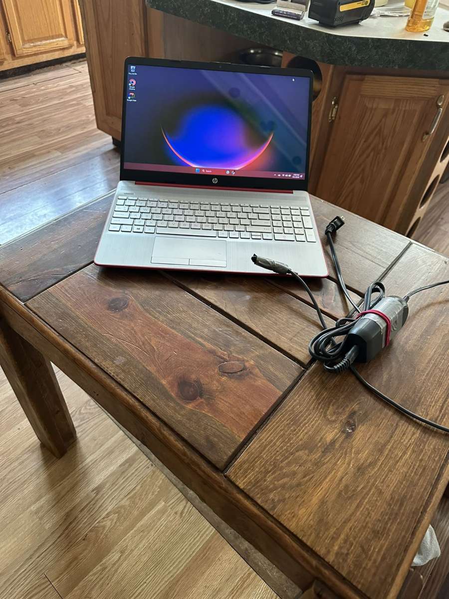 15in red HP laptop