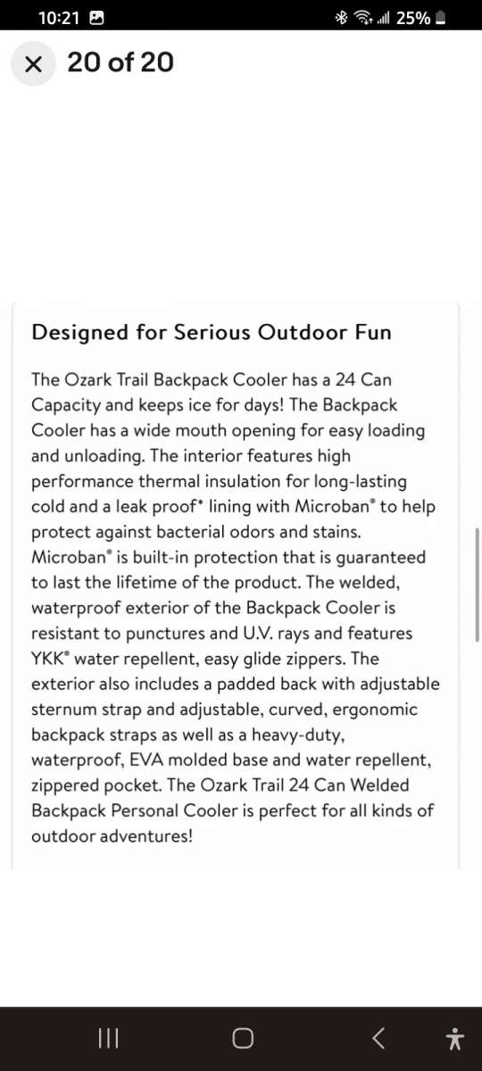 Ozark Trail backpack Cooler