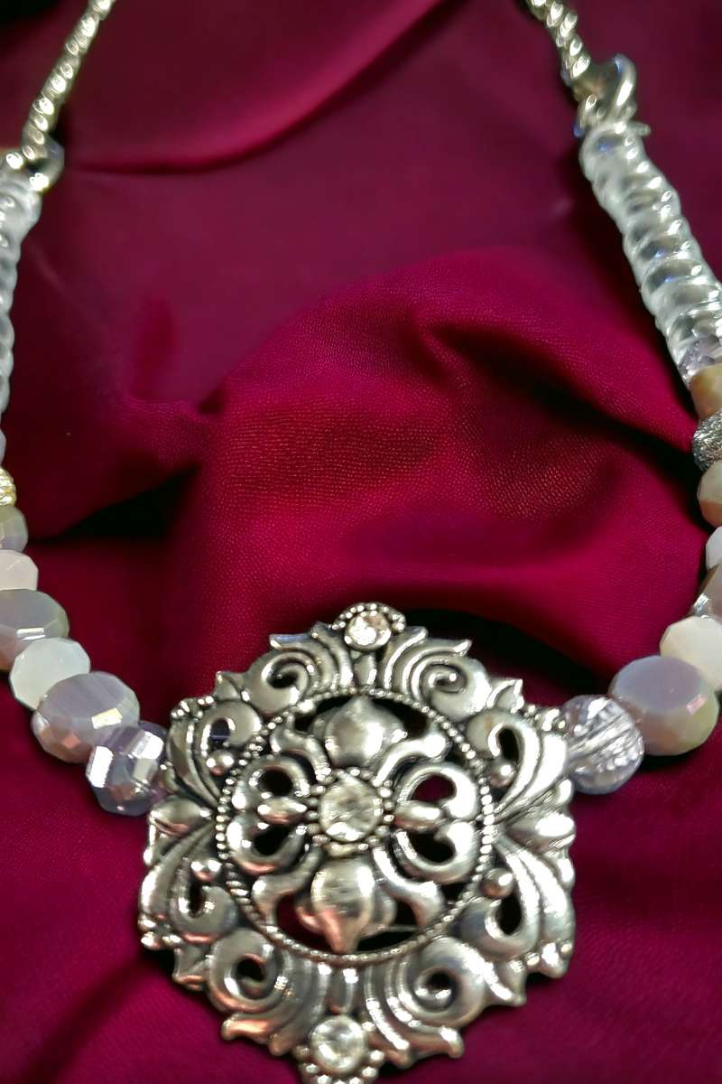 Glass Bead Necklace Bracelet and Earring Set