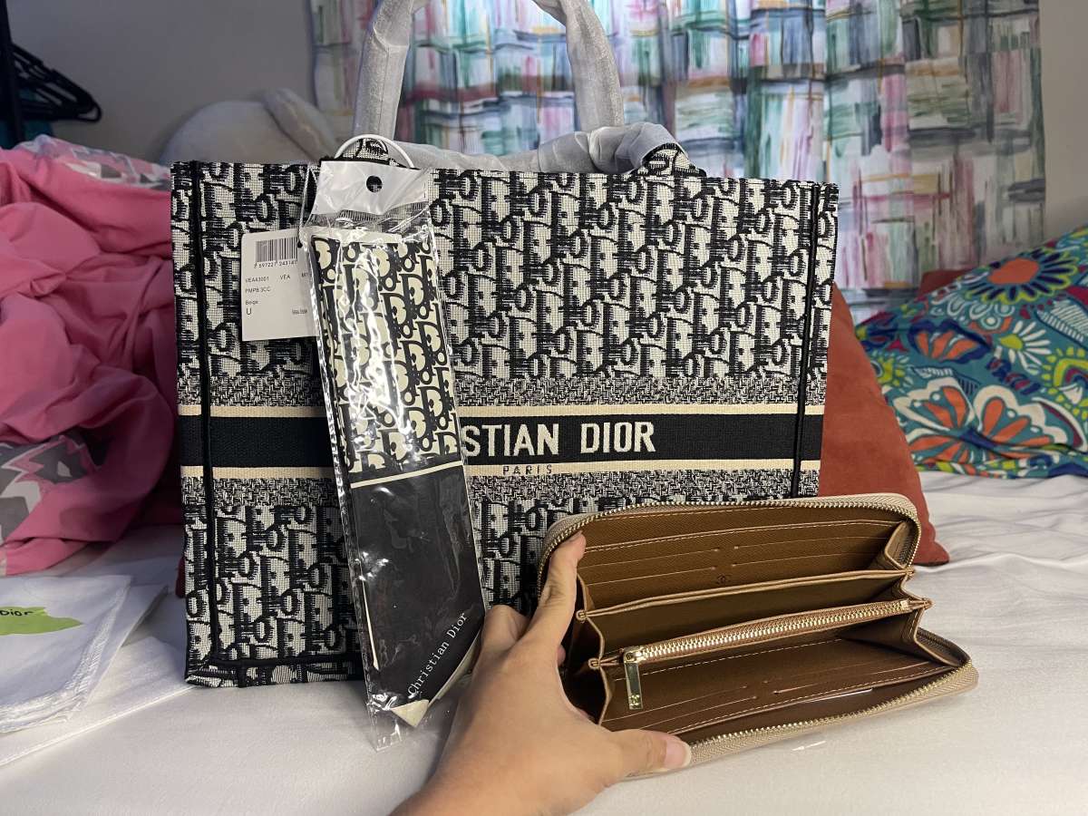 Christian Dior Booktote and Chanel long wallet Bundle