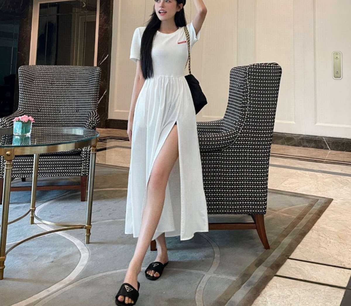 white Prada dress