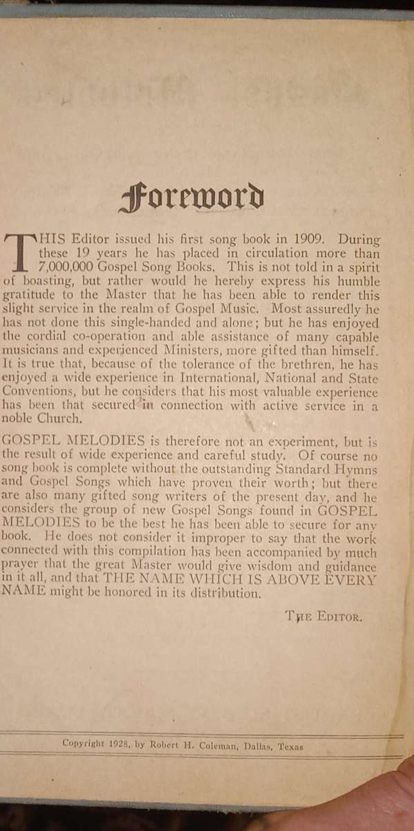 1928 GOSPEL MELODIES song book
