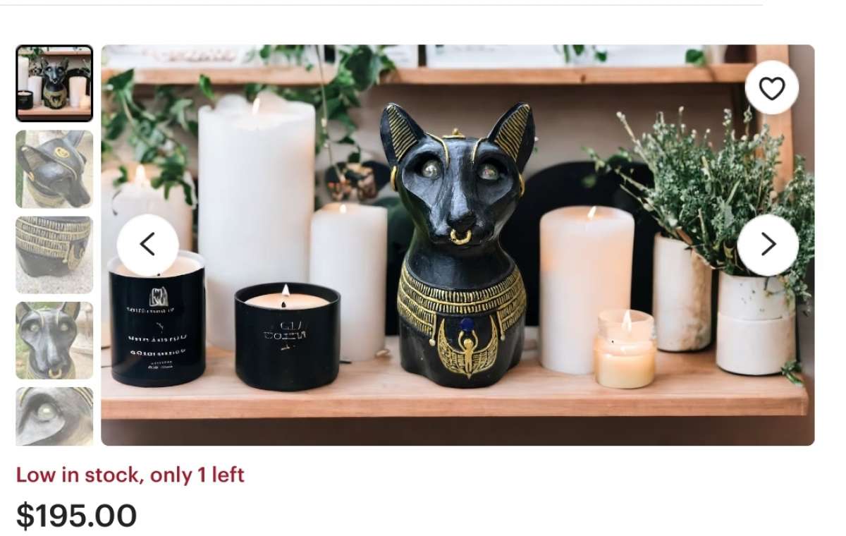 Rare Anubis And Bastet Life Size Vintage  Statues