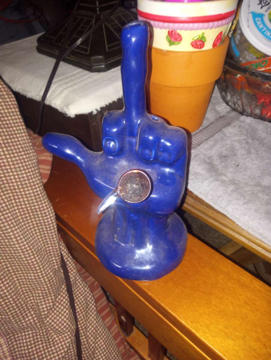 dark blue middle finger bong