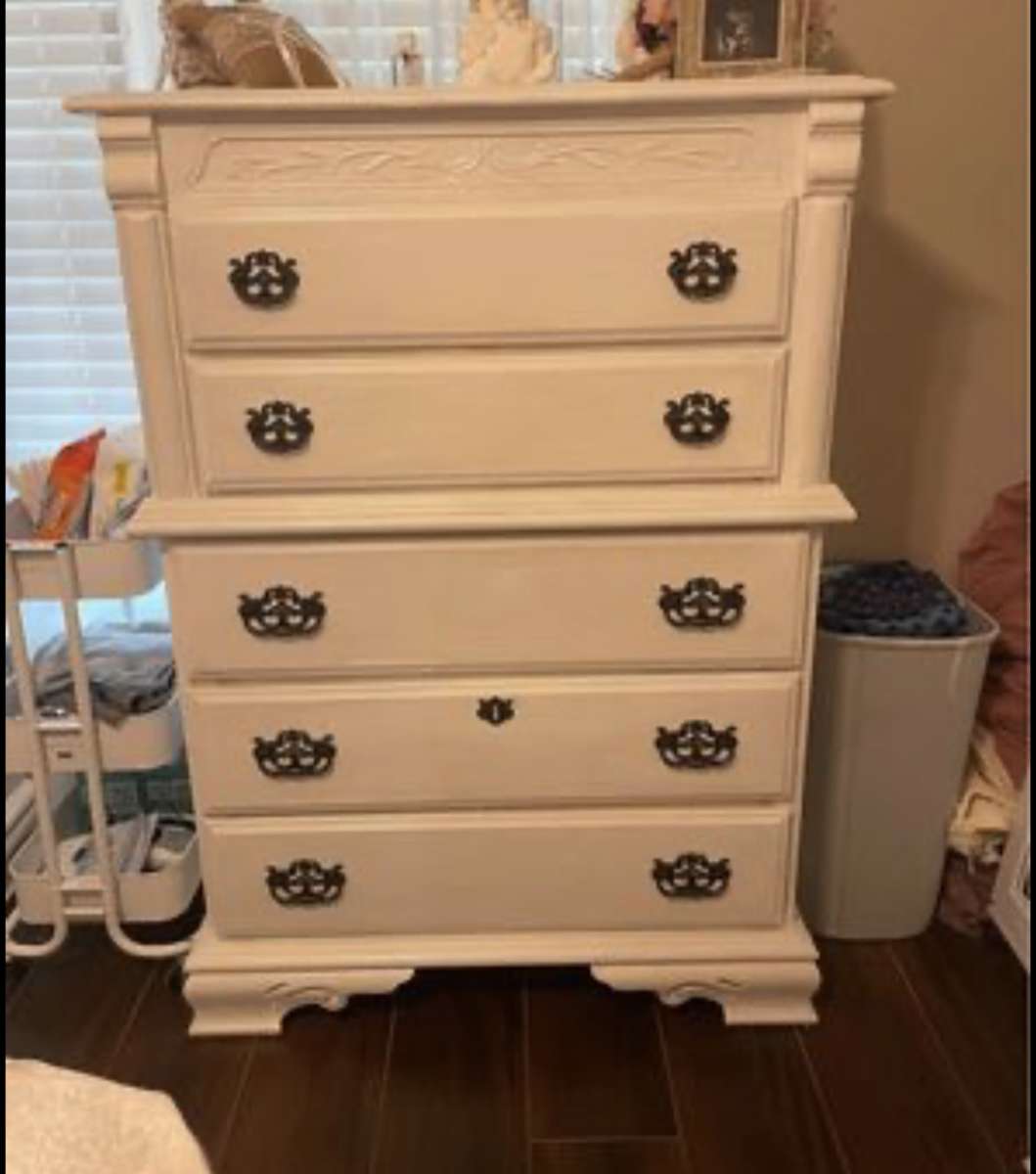 wood bedroom set 2 night stands Long Dresser and Tall Dresser with Headboard
