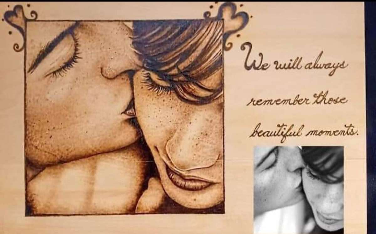 Portraits burned on wood