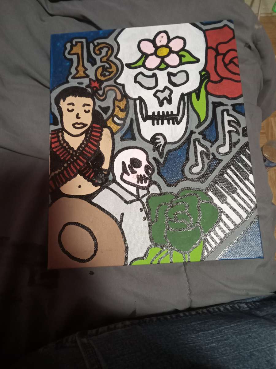 paintings Shemron and a skull painted