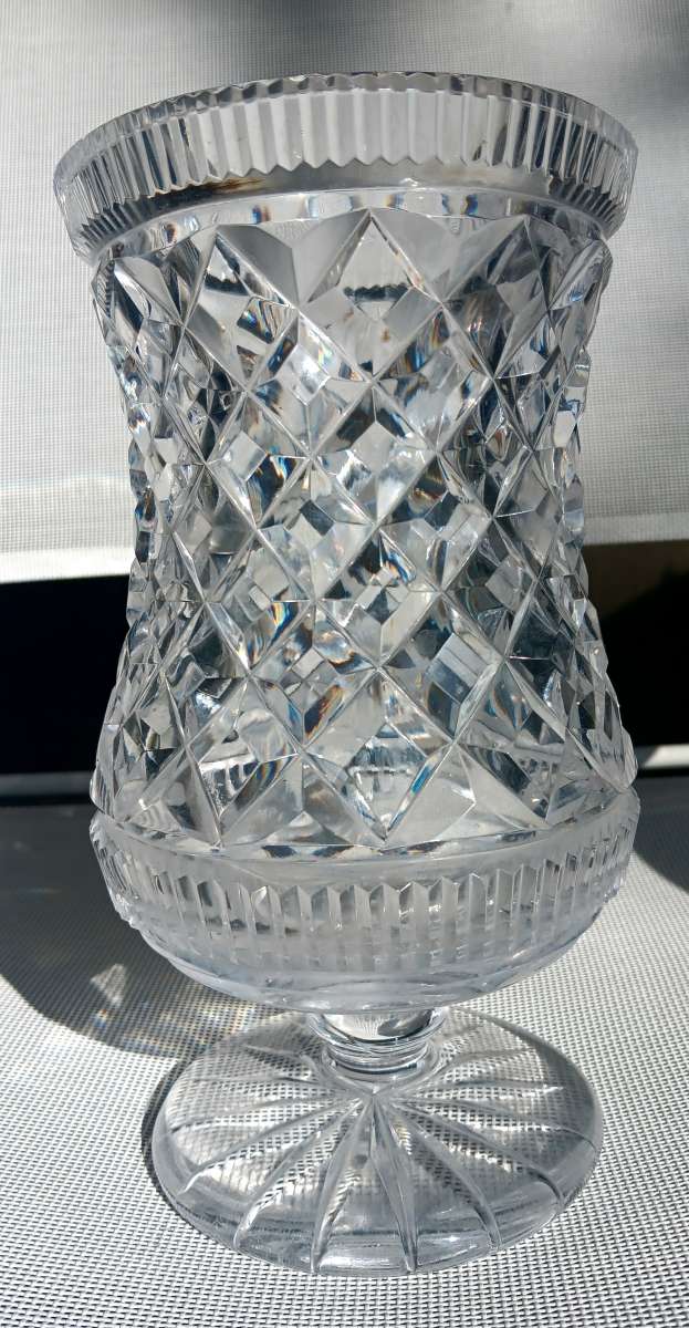 vintage thick crystal vase