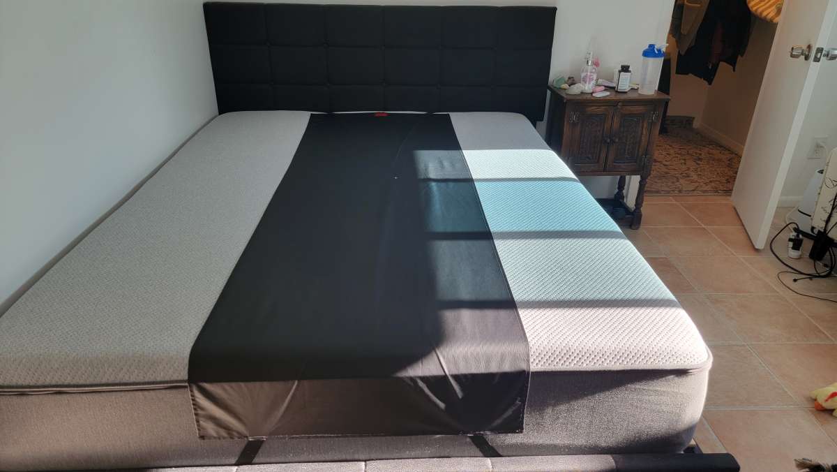 Queen memory foam mattress with a bed frame