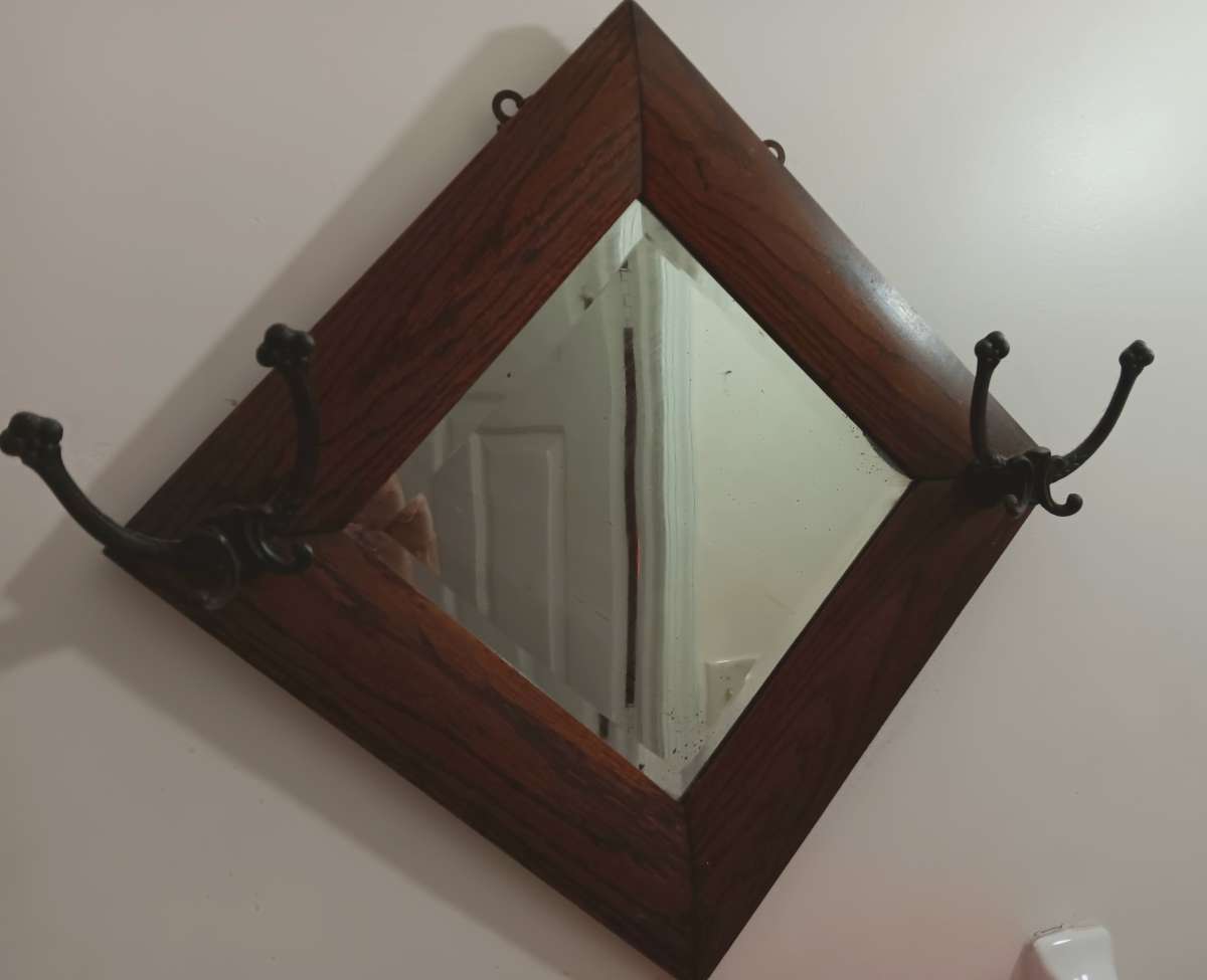 beautiful vintage hand crafted dark wood mirror