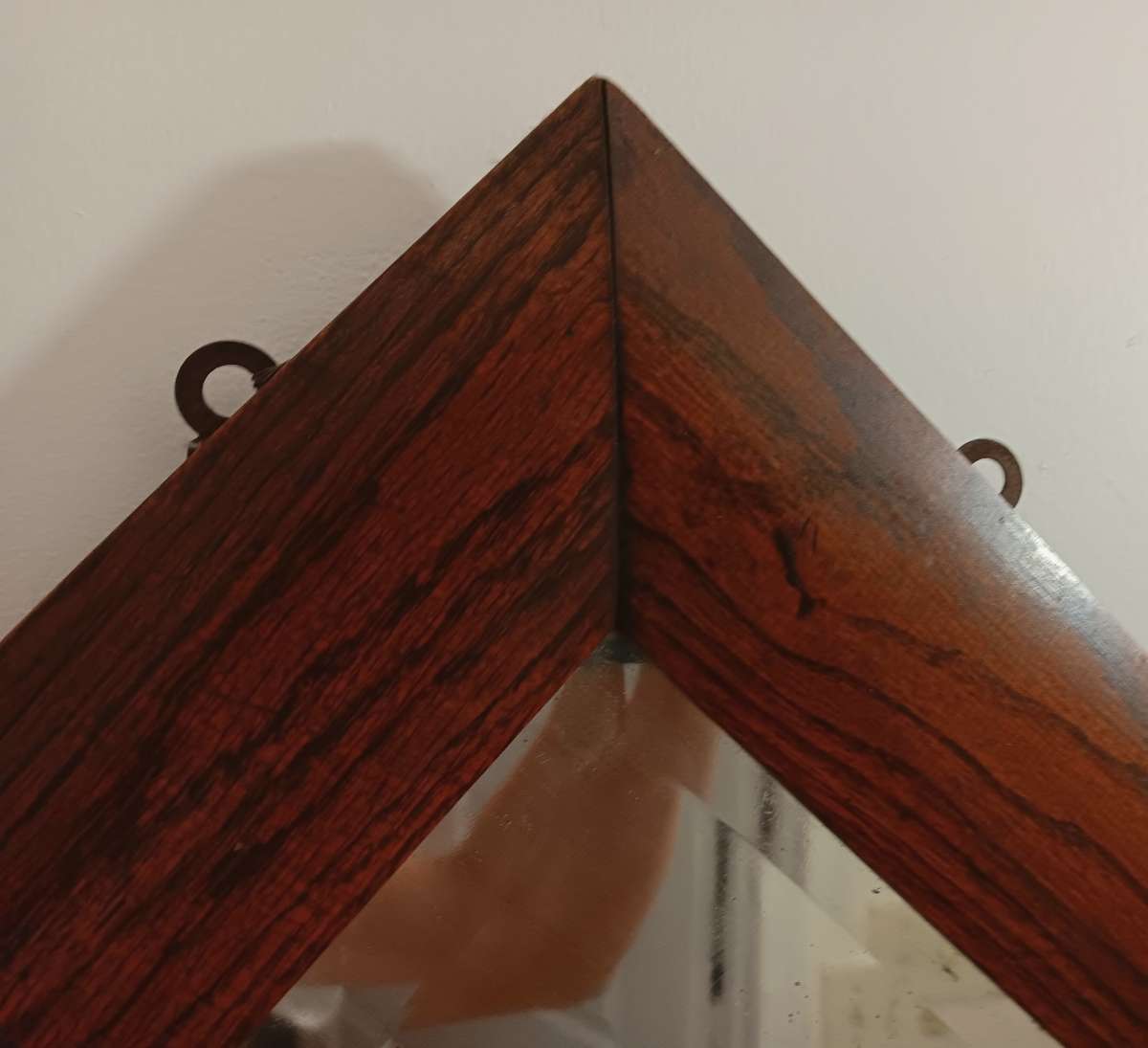 beautiful vintage hand crafted dark wood mirror