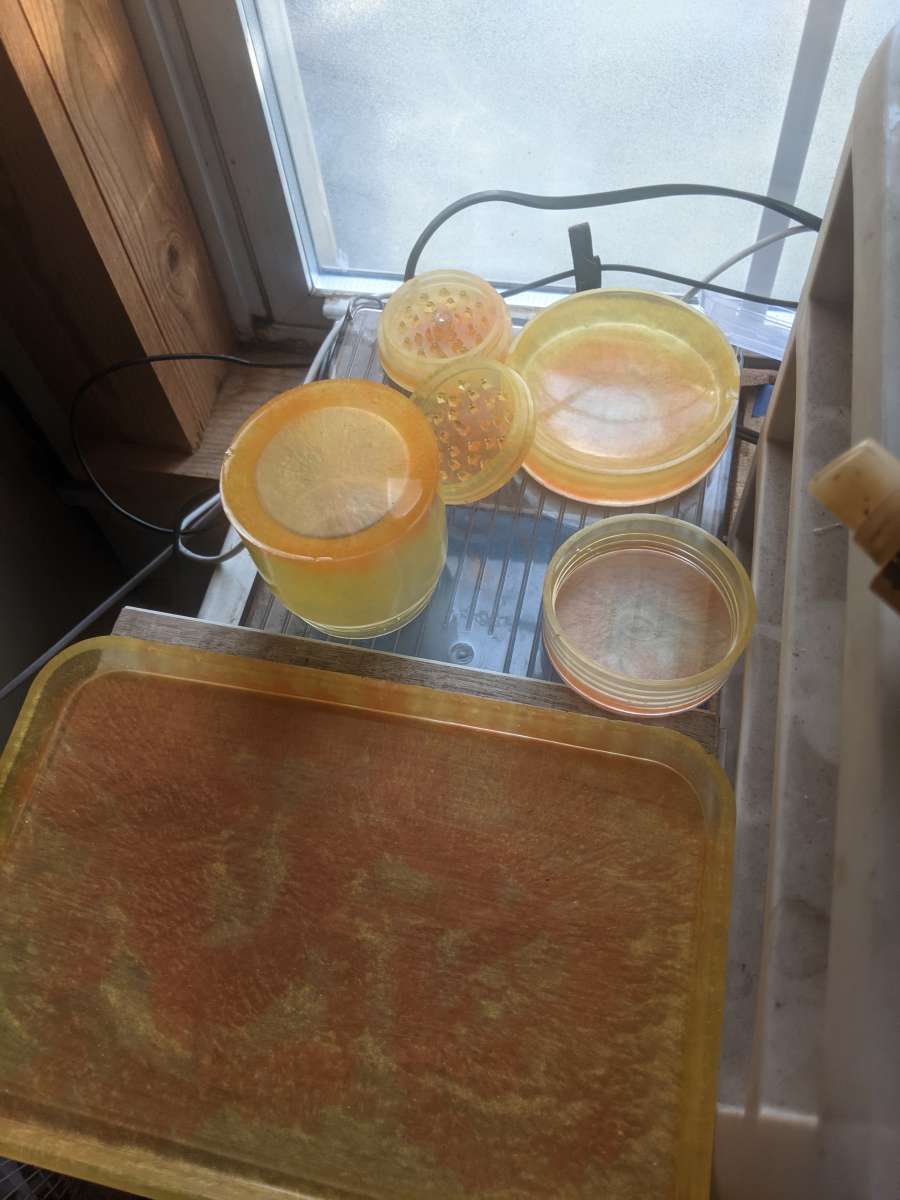 4 pc Handmade Epoxy rolling tray set